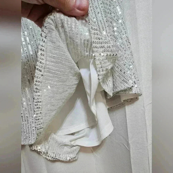 Plus Size Silver Sequins Flowy Shorts - Picture 4 of 6